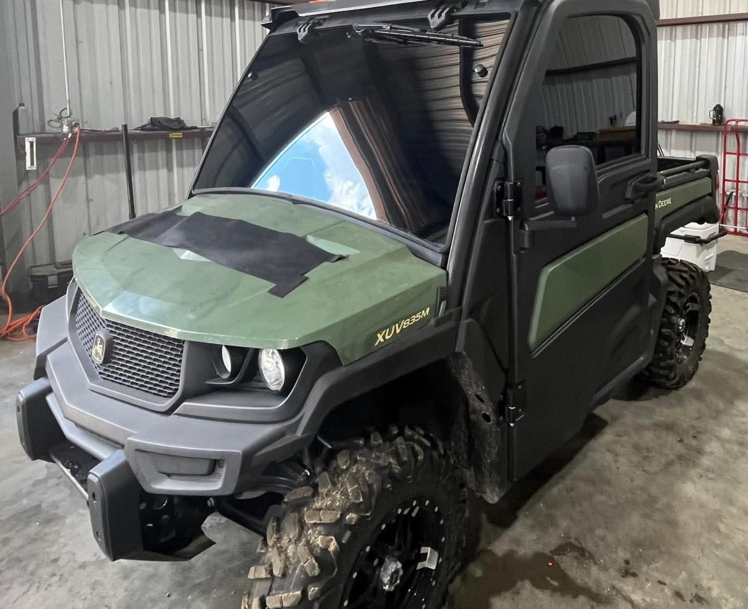 John Deere equipment with tinted windows