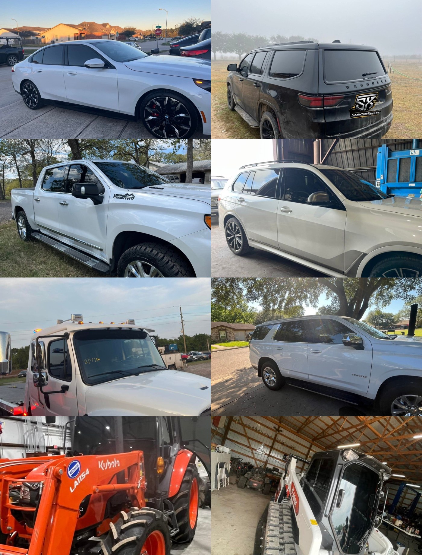 Collage of recent Sealy Tint Xpress jobs