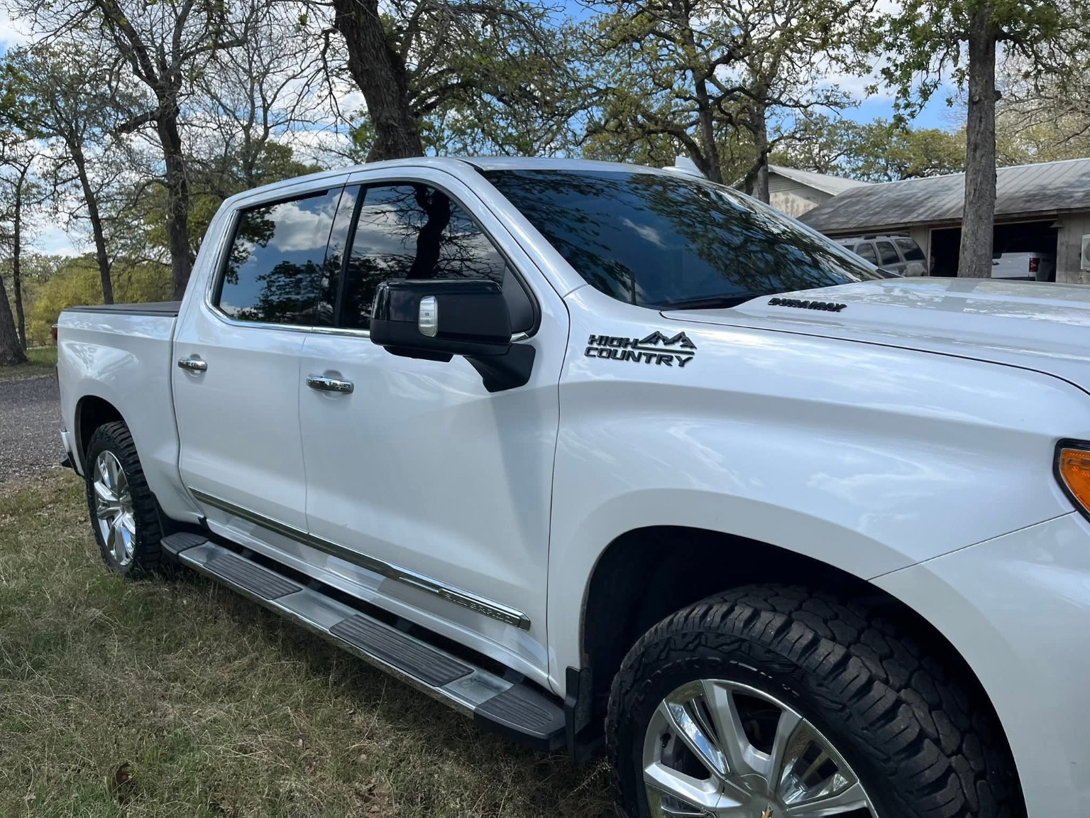 White truck with tinted windows